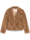 Max Mara Collared Long-sleeved Teddy Coat In Camel