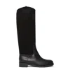 Max Mara Camel And Leather Boots In Black