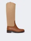 Max Mara Camel And Leather Boots In Brown