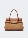 Max Mara Camel And Leather Handbag In Brown