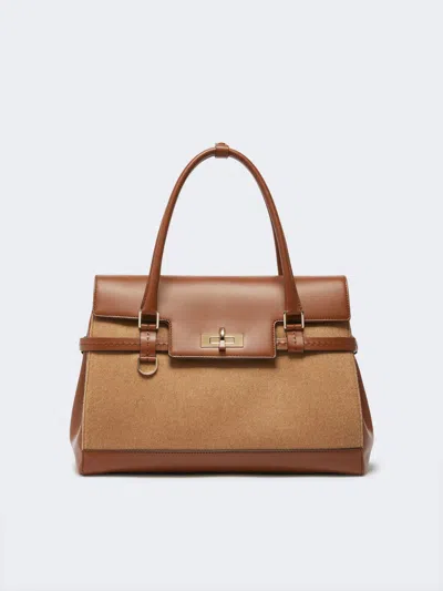 Max Mara Camel And Leather Handbag In Brown
