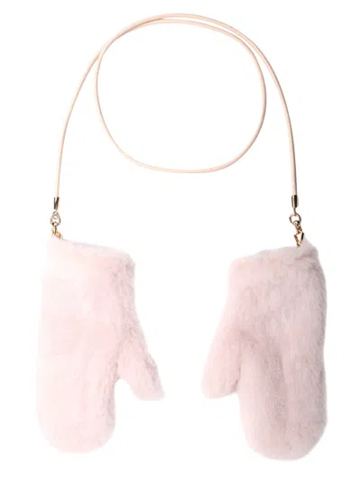 Max Mara Camel And Pink Silk Ombrato Mittens In Purple