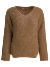 Max Mara Camel And Silk V-neck Sweater In Brown