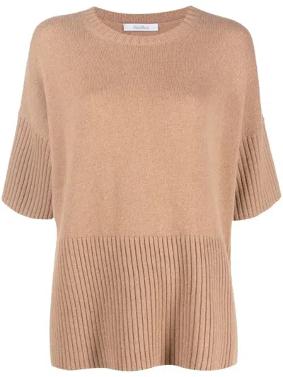 Max Mara Knitted Cashmere Top In Brown