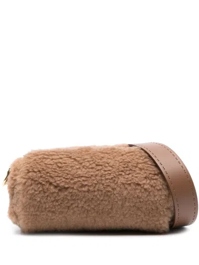 Max Mara Camel Brown Silk Blend Shoulder Handbag For Women By