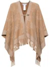 Max Mara Monogram-pattern Wool Poncho In Brown
