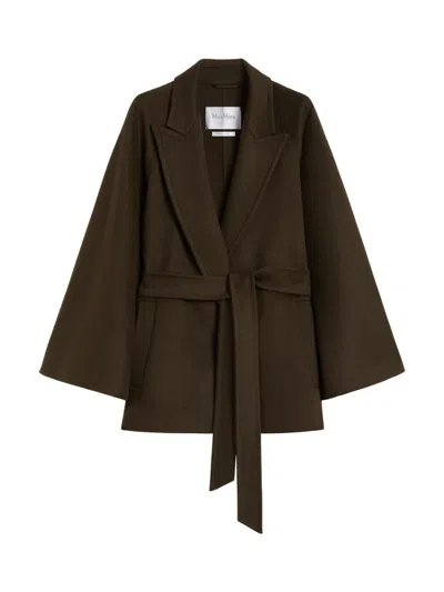Max Mara Camel Coat With Belt In Brown