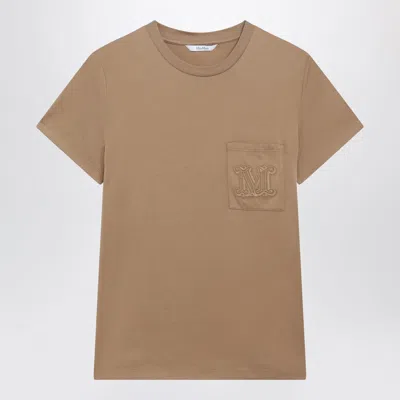 Max Mara Camel Cotton Jersey T-shirt In Brown