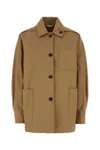 Max Mara Cotton Jacket With Buttoned Cuffs And Collar In Brown