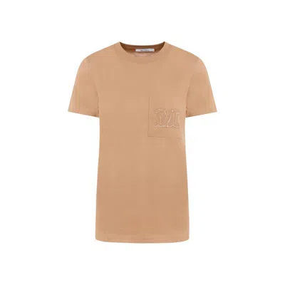 Max Mara Camel Cotton T-shirt In Brown
