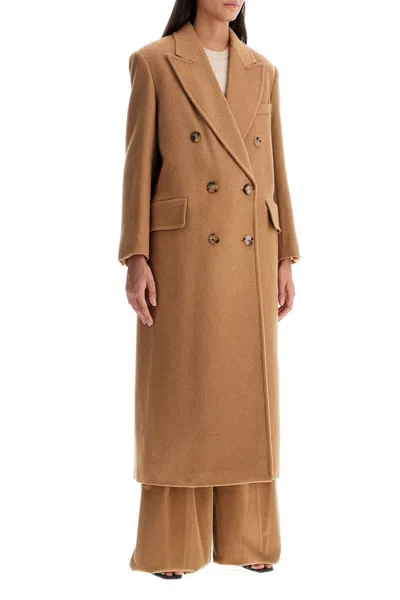 Max Mara 'fungo' Double-breasted Coat With Back Vent In Beige