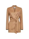 Max Mara Camel Double Drap Wrap Jacket In Brown