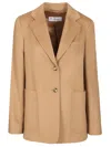Max Mara Camel Drap Blazer In Brown