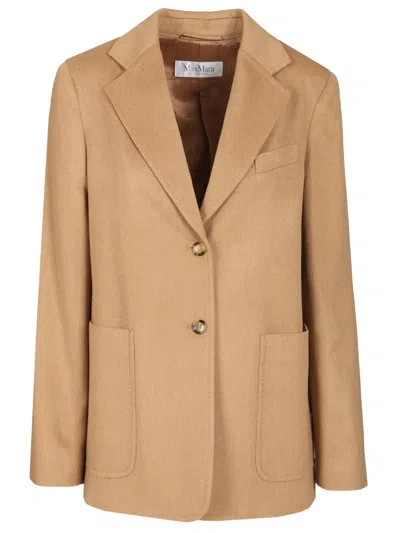Max Mara Camel Drap Blazer In Brown