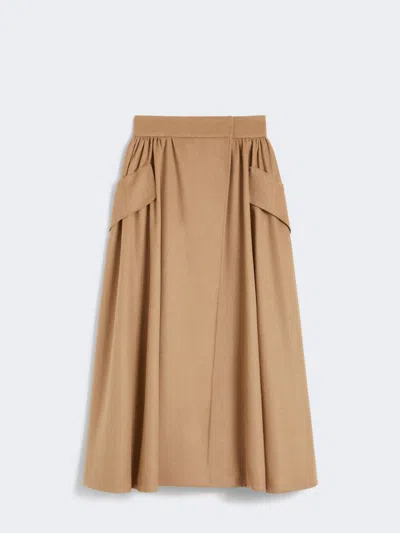 Max Mara Camel Drap Skirt In Brown