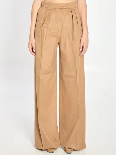 Max Mara Camel Flare Trousers In Brown