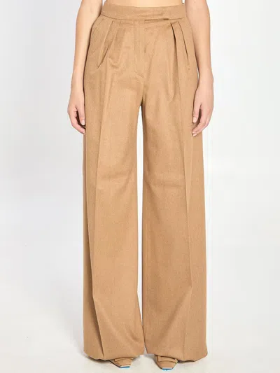 Max Mara Camel Flare Trousers In Brown