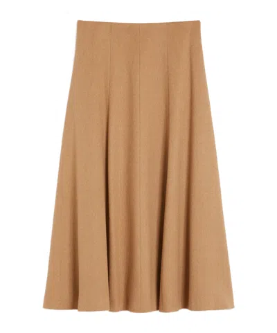 Max Mara Camel Flared Skirt In Brown