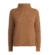 Max Mara Camel Fur Jacquard Rollneck Sweater In Brown