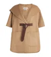 Max Mara Camel Hair Belted Cape In Neutral