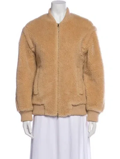 Pre-owned Max Mara Camel Hair Bomber Jacket In Brown