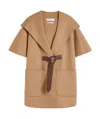 Max Mara Camel Hair Belted Cape In Brown