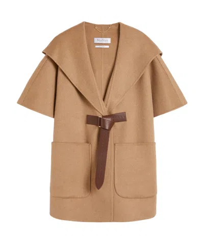 Max Mara Camel-hair Cape In Brown