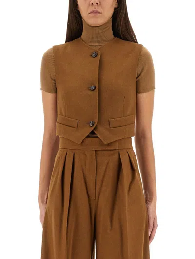 Max Mara Camel Hair "edda" Vest In Brown