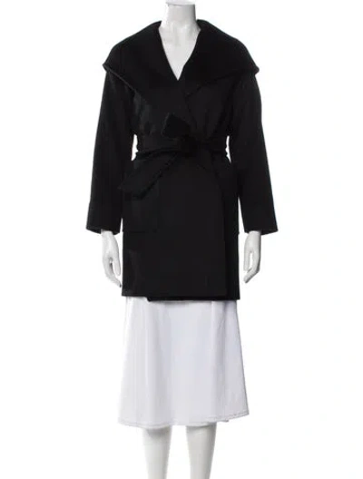 Pre-owned Max Mara Camel Hair Faux Fur Coat In Black