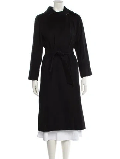 Pre-owned Max Mara Camel Hair Faux Fur Coat In Black