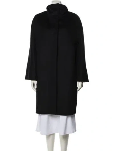 Pre-owned Max Mara Camel Hair Faux Fur Coat In Black
