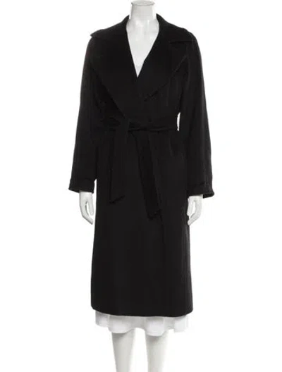 Pre-owned Max Mara Camel Hair Faux Fur Coat In Black