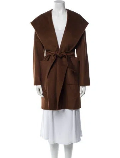 Pre-owned Max Mara Camel Hair Faux Fur Coat In Brown