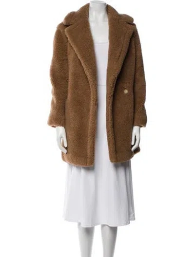 Pre-owned Max Mara Camel Hair Faux Fur Coat In Brown