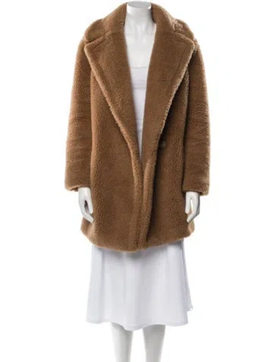 Pre-owned Max Mara Camel Hair Faux Fur Coat In Brown
