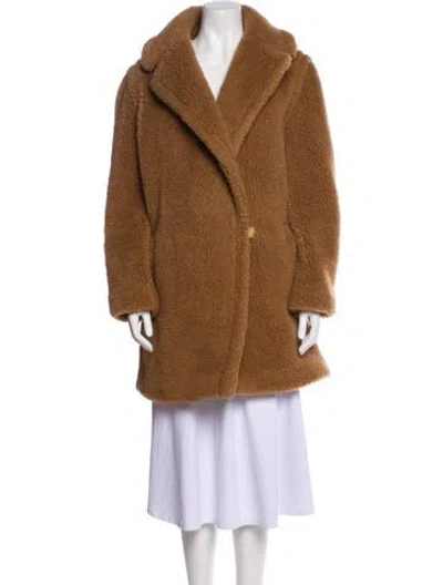 Pre-owned Max Mara Camel Hair Faux Fur Coat In Brown