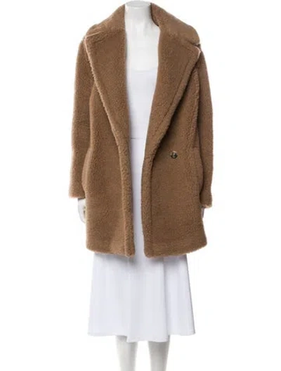Pre-owned Max Mara Camel Hair Faux Fur Coat In Brown