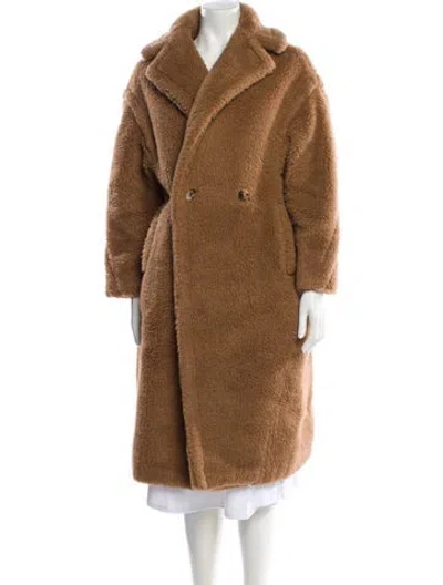 Pre-owned Max Mara Camel Hair Faux Fur Coat In Brown