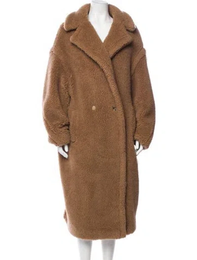 Pre-owned Max Mara Camel Hair Faux Fur Coat In Brown