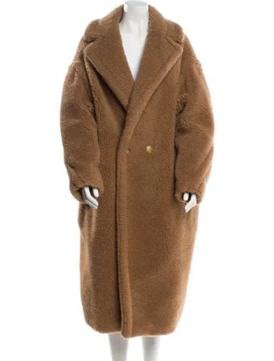 Pre-owned Max Mara Camel Hair Faux Fur Coat In Brown