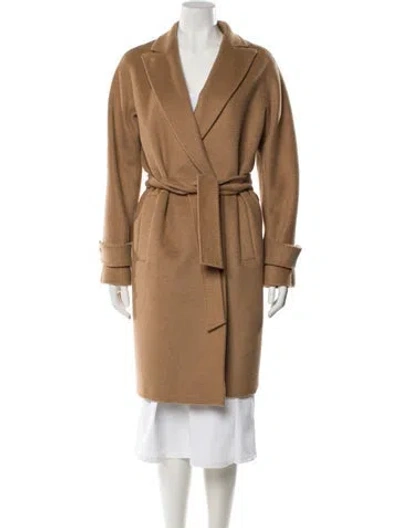 Pre-owned Max Mara Camel Hair Faux Fur Coat In Brown