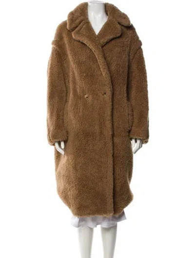 Pre-owned Max Mara Camel Hair Faux Fur Coat In Brown