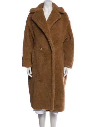 Pre-owned Max Mara Camel Hair Faux Fur Coat In Brown