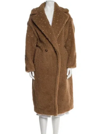 Pre-owned Max Mara Camel Hair Faux Fur Coat In Brown