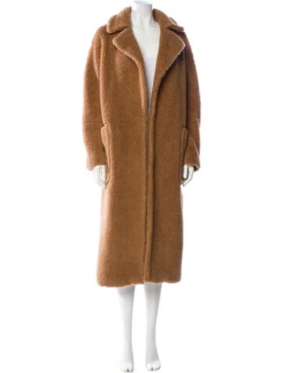 Pre-owned Max Mara Camel Hair Faux Fur Coat In Brown