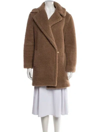 Pre-owned Max Mara Camel Hair Faux Fur Coat In Brown