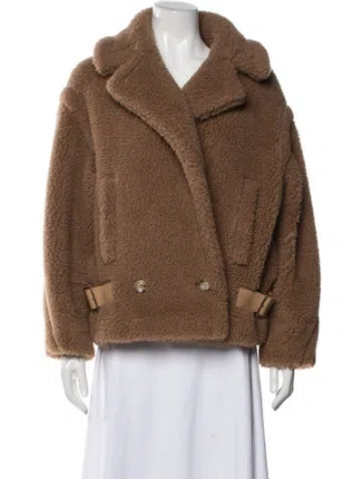 Pre-owned Max Mara Camel Hair Faux Fur Coat In Brown