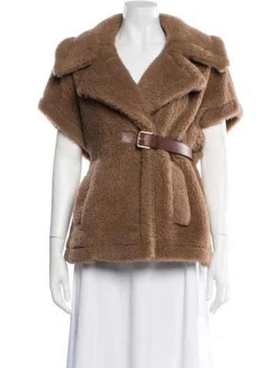 Pre-owned Max Mara Camel Hair Faux Fur Coat In Brown