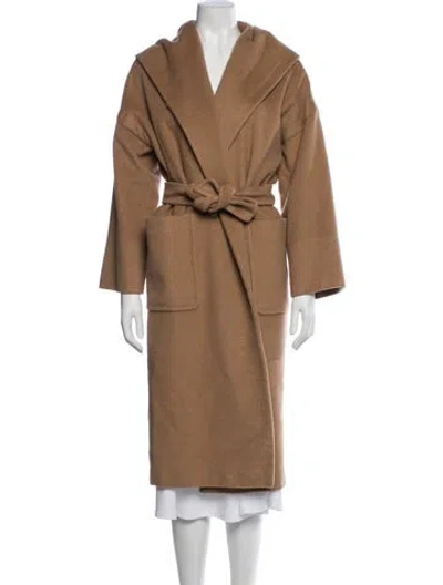 Pre-owned Max Mara Camel Hair Faux Fur Coat In Brown
