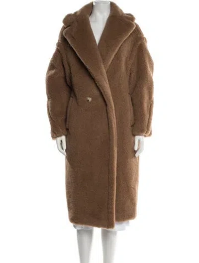 Pre-owned Max Mara Camel Hair Faux Fur Coat In Brown